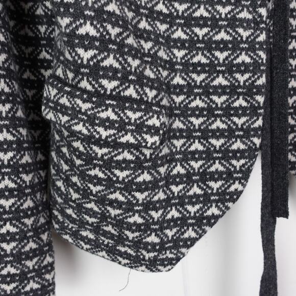 Garnet Hill Jacket Women SZ L Lambswool Tie Front Abstract Geometric Cozy Casual - Picture 3 of 10